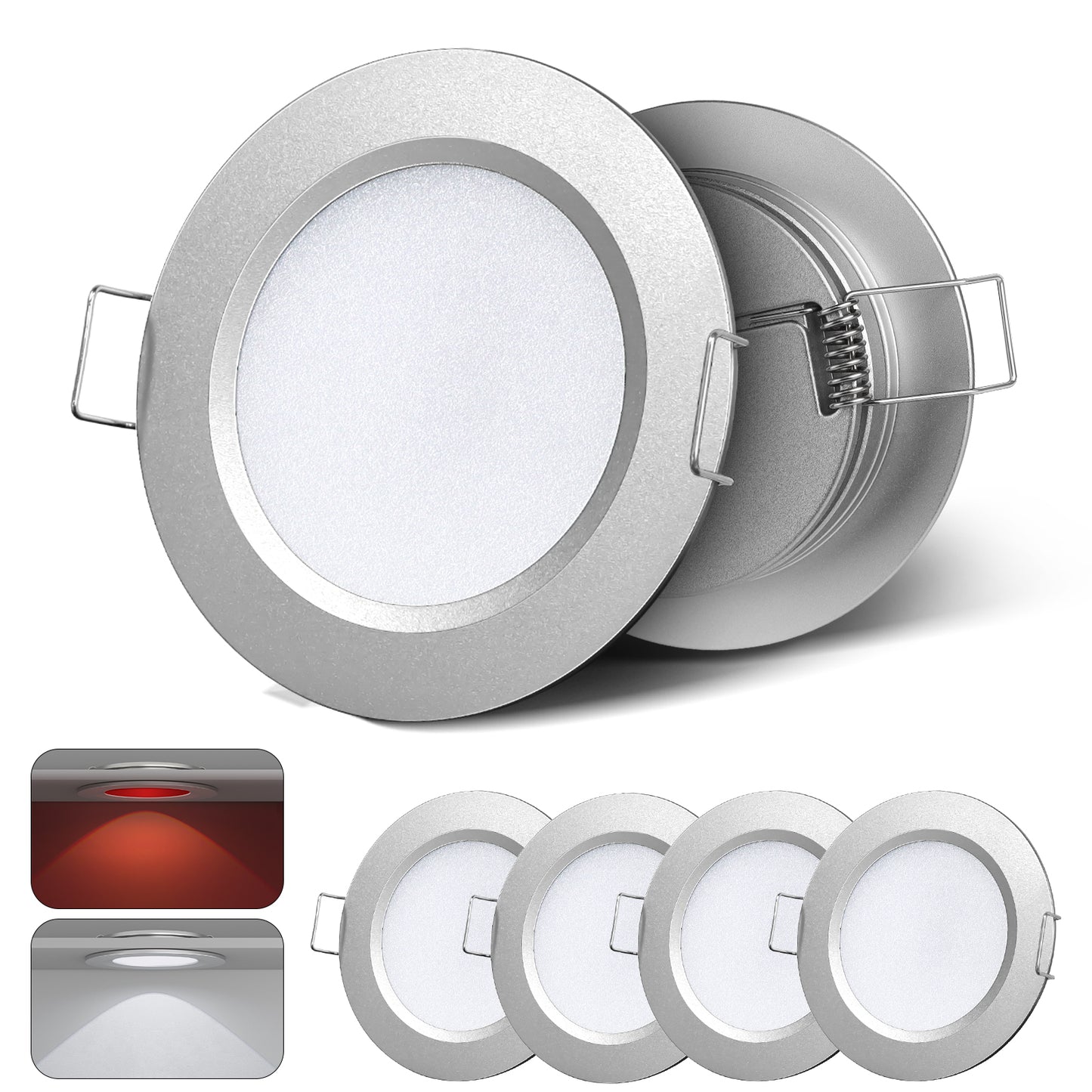 acegoo 12V Bi-color 3” Recessed Puck Light for RV Boat Camper Van, 3W CRI90 Dual Color (Note:Works with acegoo 12V dual-mode dimmer)