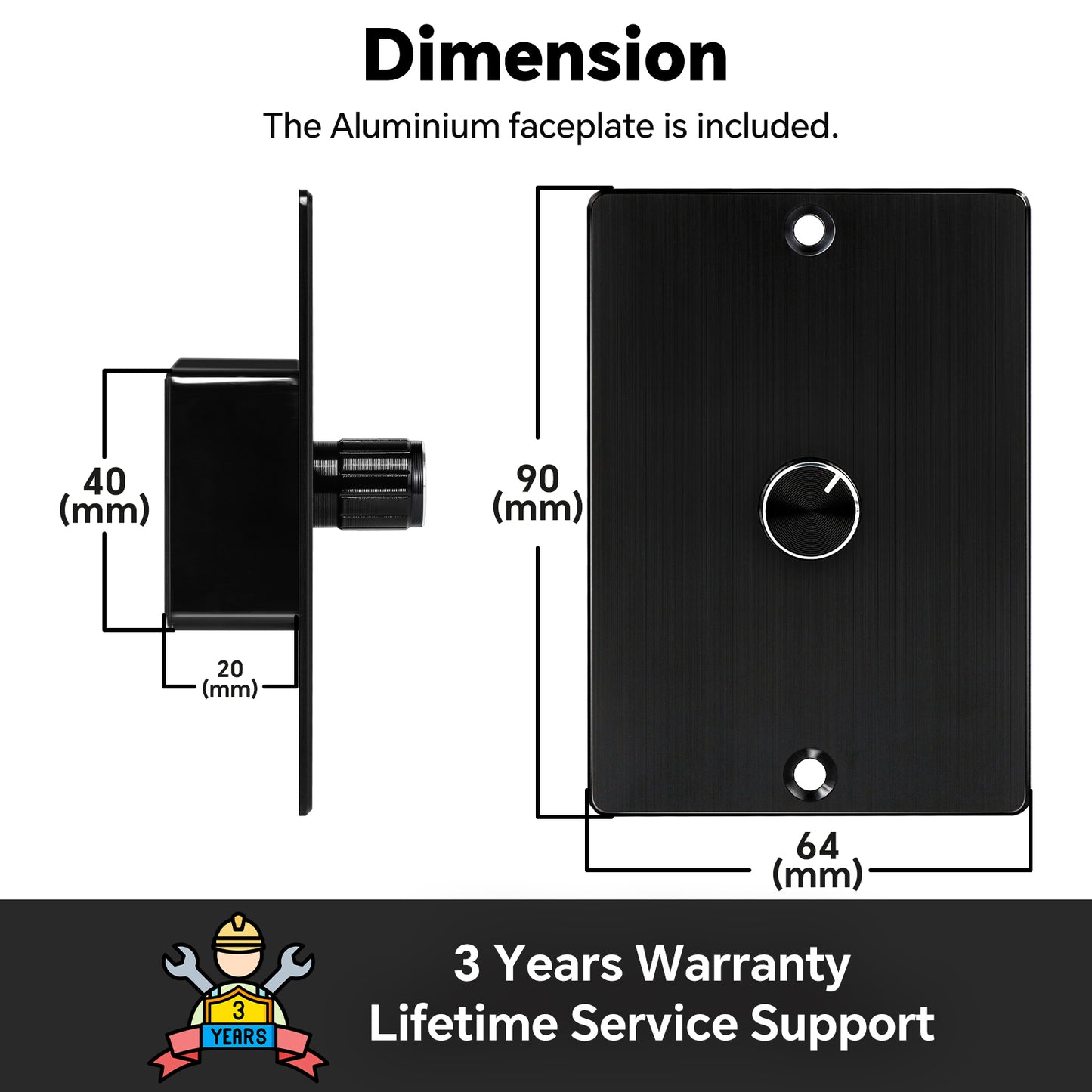 12V Dimmer Switch, 10A RV Light High-side PWM Dimmer, Perfect for Caravan Van Boat Truck Cars Strip Light and 12V LED Light Fixture, Rotary Dimming