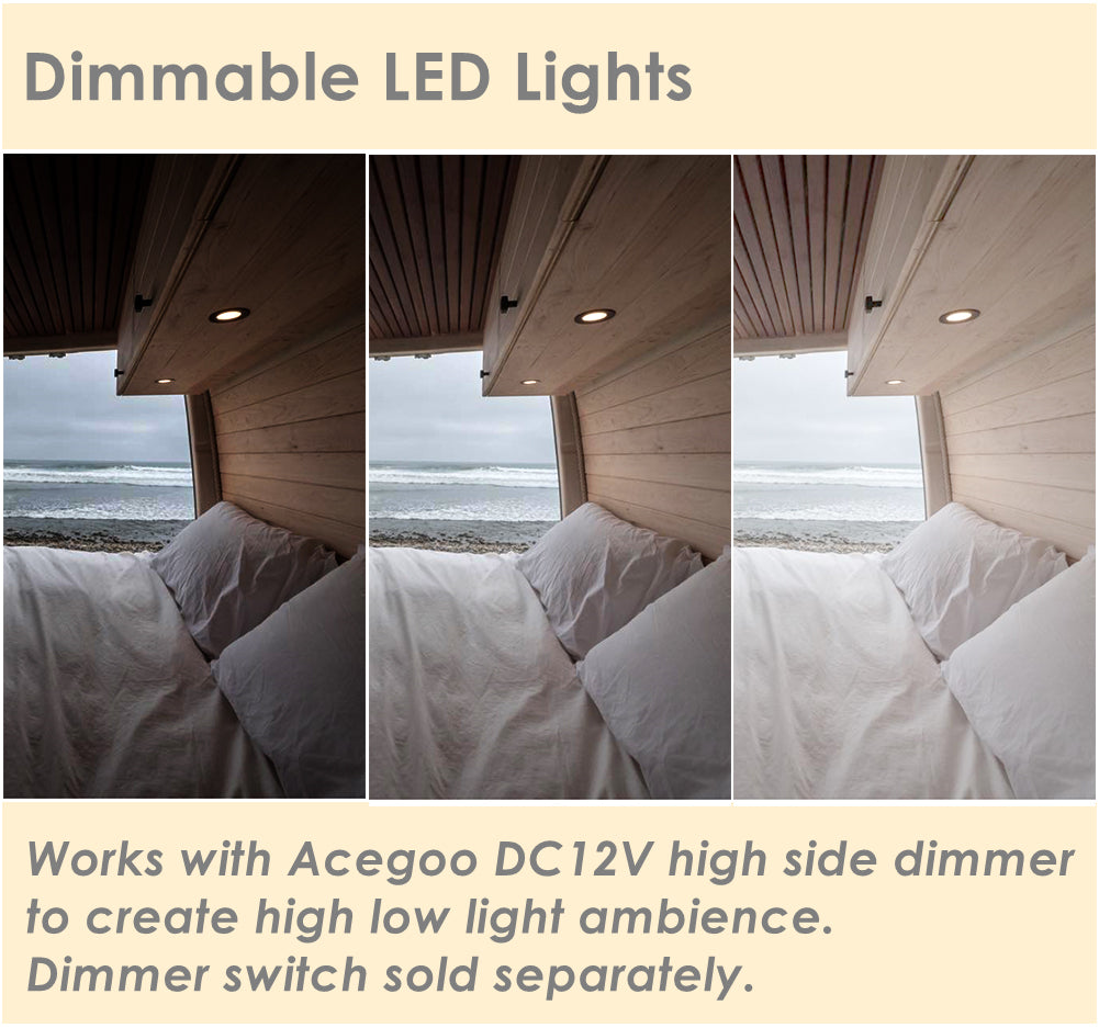 12V LED Puck Light, RV Boat Recessed Mount Ceiling Light, 12V Down Light for  Camper Vans Truck Motorhome Sailboat Interior Lighting, 6 Pack