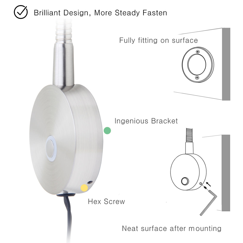 acegoo Bedside Reading Light, Minimalist LED Bed Reading Lamp Dimmable