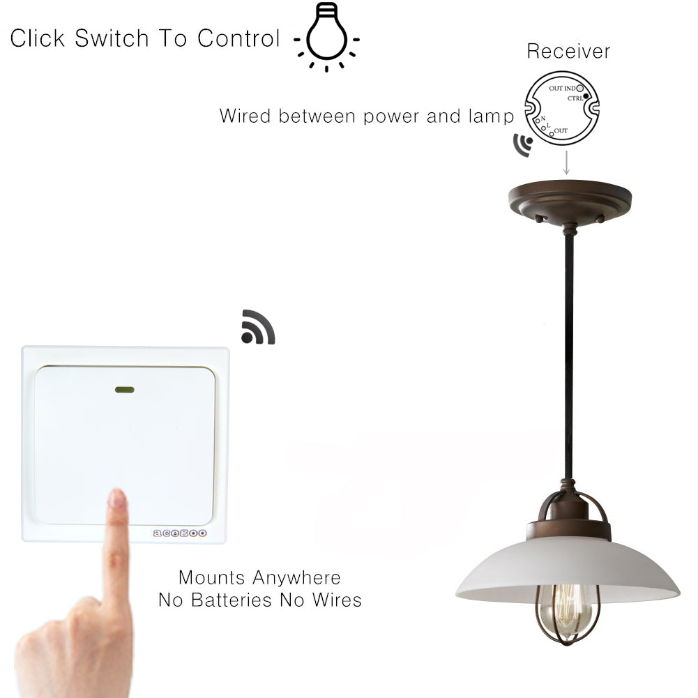 Acegoo Wireless Lights Switch Kit Self Powered Battery Free Transmitter with Receiver Remote Control House Lighting Appliances Switch Receiver